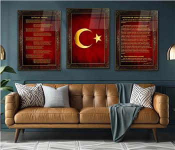  3lü Set VatanTemalı Cam Tablo 14