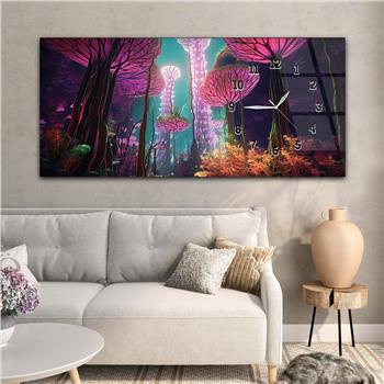 Yatay Saatli Yandan Sanat ve Doğa Temalı Cam Tablo 228
