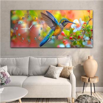 Yatay Saatli Yandan Sanat Temalı Cam Tablo 371