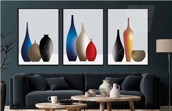 Alüminyum Çerçeveli Sanat Temalı 3lü Set CAM Tablo 0047