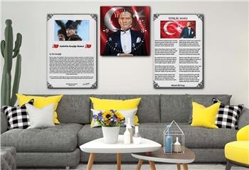 İSTİKLAL MARŞI GENÇLİĞE HİTABE MUSTAFA KEMAL ATATÜRK GÖRSELLİ CAM TABLO CAM SAAT SETİ 