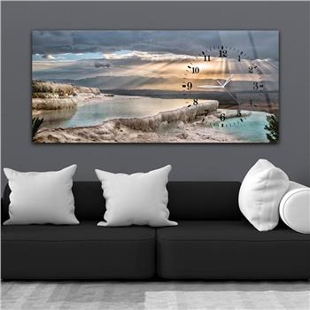 Yatay Saatli Yandan Sanat ve Doğa Temalı Cam Tablo 026