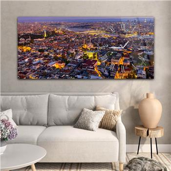 Yatay Saatli Yandan Sanat Temalı Cam Tablo 240