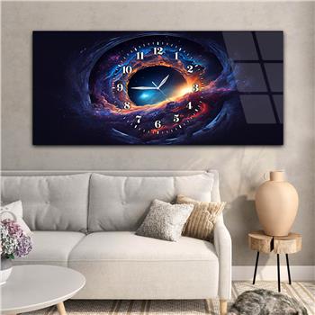 Yatay Saatli Ortadan Sanat Temalı Cam Tablo130