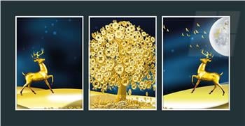 Alüminyum Çerçeveli Sanat Temalı 3lü Set MDF Tablo 0075