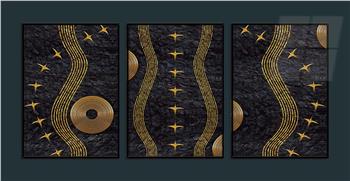 Alüminyum Çerçeveli Sanat Temalı 3lü Set MDF Tablo 0050