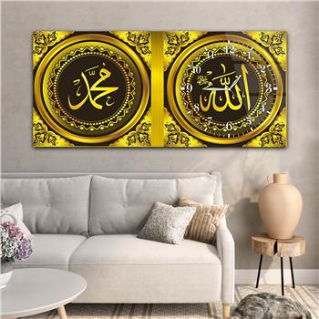 لوحة زجاجية أفقية ذات طابع ديني مع ساعة جانبية 040