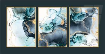 Alüminyum Çerçeveli Sanat Temalı 3lü Set MDF Tablo 0016