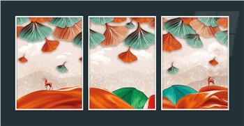 Alüminyum Çerçeveli Sanat Temalı 3lü Set MDF Tablo 0048