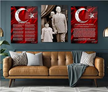  3lü Set VatanTemalı Cam Tablo 31