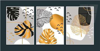 Alüminyum Çerçeveli Sanat Temalı 3lü Set MDF Tablo 0011