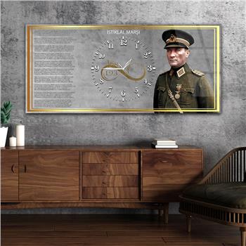 Tableau en verre sur le thème de la nation avec horloge centrale horizontale  034