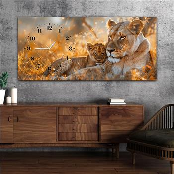 Yatay Saatli Yandan Sanat Temalı Cam Tablo 321