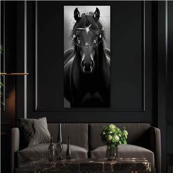 Dikey Üstten Saatli Sanat Temalı Cam Tablo 101