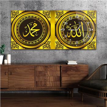 لوحة زجاجية أفقية ذات طابع ديني مع ساعة جانبية 040