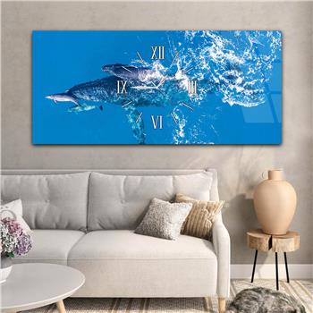 Yatay Ortadan Saatli  Sanat ve Doğa Temalı Cam Tablo 110