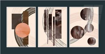 Alüminyum Çerçeveli Sanat Temalı 3lü Set MDF Tablo 0014