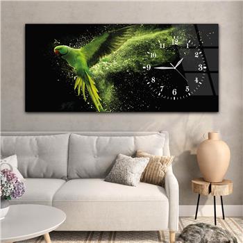 Horizontal bedrucktes Glas mit Kunst und Naturthema und einer Uhr an der Seite 091