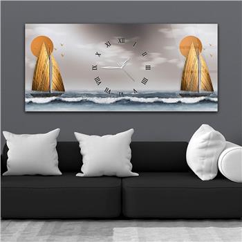 Horizontaal, in Het Midden Voorzien Van Een Klok, Kunst En Natuur Thema Gehard Glasschilderij 079