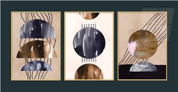 Alüminyum Çerçeveli Sanat Temalı 3lü Set MDF Tablo 0012