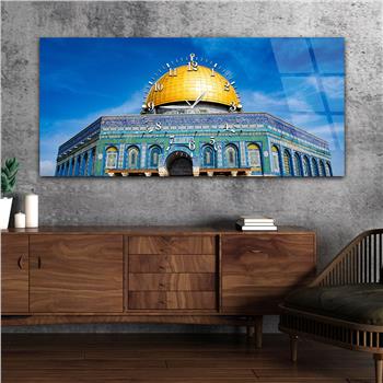 Tableau en verre à thème religieux avec horloge centrale horizontale  034