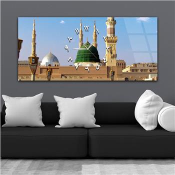 Tableau en verre à thème religieux avec horloge centrale horizontale  003