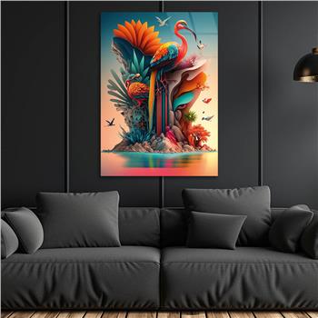 Dikey Sanat Temalı Cam Tablo 322