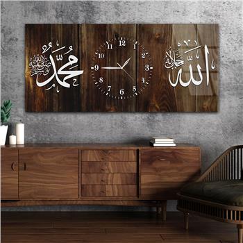 Tableau en verre à thème religieux avec horloge centrale horizontale  066