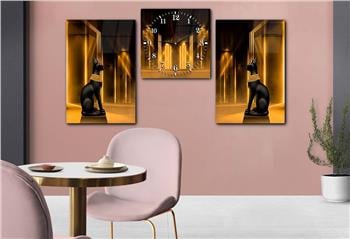 SANAT TEMALI CAM TABLO SAAT SETİ 