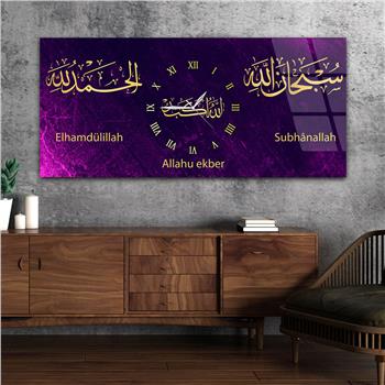 Tableau en verre à thème religieux avec horloge centrale horizontale  092