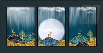 Alüminyum Çerçeveli Sanat Temalı 3lü Set MDF Tablo 0042