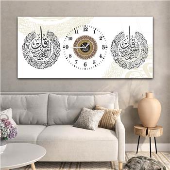 Tableau en verre à thème religieux avec horloge centrale horizontale  073
