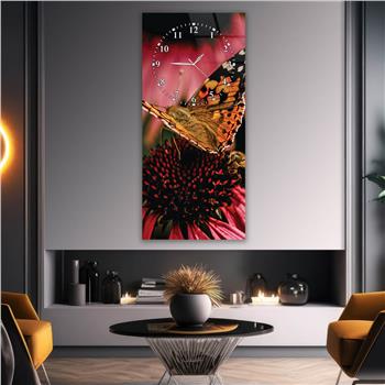 Vertikales bedrucktes Glas Kunst und Naturthema mit Uhr Oben  067