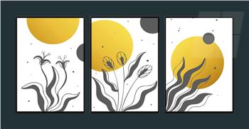 Alüminyum Çerçeveli Sanat Temalı 3lü Set MDF Tablo 0010