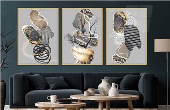 Alüminyum Çerçeveli Sanat Temalı 3lü Set CAM Tablo 0084