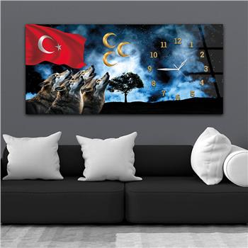 Horizontal bedrucktes Glas mit Nationenthema und einer Uhr an der Seite 019