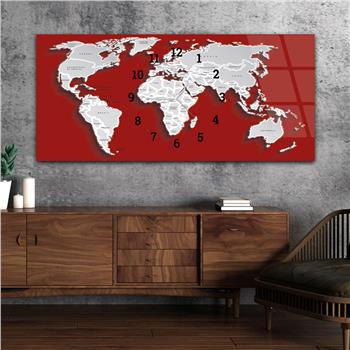 Yatay Saatli Ortadan Vatan Temalı Cam Tablo 092