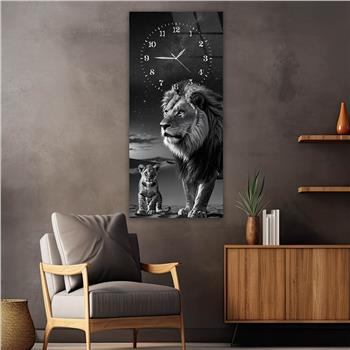 Dikey Üstten Saatli Sanat Temalı Cam Tablo 091