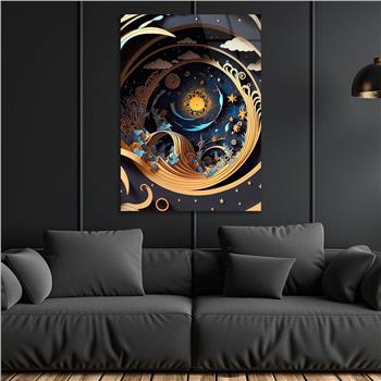 Dikey Sanat Temalı Cam Tablo 543