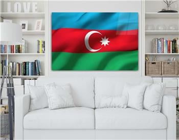 AZERBAYCAN Bayrağı Cam Tablo