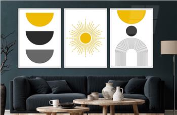 Alüminyum Çerçeveli Sanat Temalı 3lü Set CAM Tablo 0002