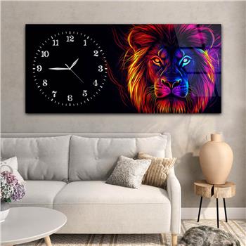 Yatay Saatli Yandan Sanat Temalı Cam Tablo 358