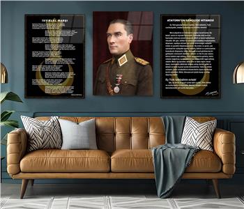  3lü Set VatanTemalı Cam Tablo 24