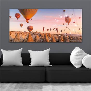 Horizontal bedrucktes Glas mit Kunst und Naturthema und einer Uhr an der Seite 079