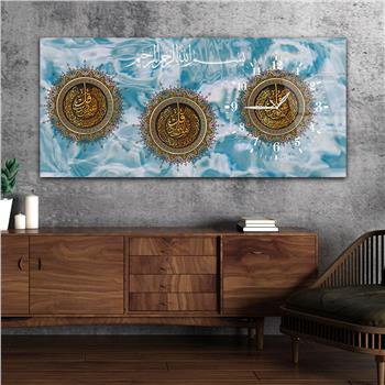 لوحة زجاجية أفقية ذات طابع ديني مع ساعة جانبية 062