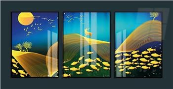 Alüminyum Çerçeveli Sanat Temalı 3lü Set MDF Tablo 0071