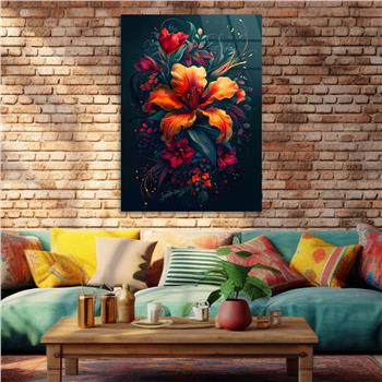 Dikey Sanat Temalı Cam Tablo 459