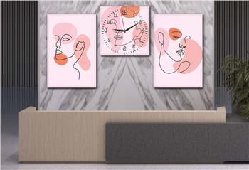 SANAT TEMALI CAM TABLO SAAT SETİ 