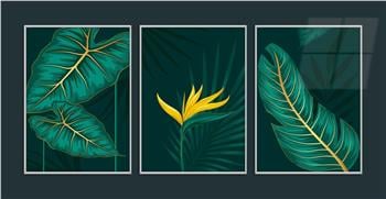 Alüminyum Çerçeveli Sanat Temalı 3lü Set MDF Tablo 0017