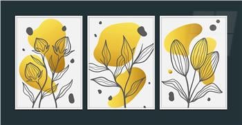 Alüminyum Çerçeveli Sanat Temalı 3lü Set MDF Tablo 0009